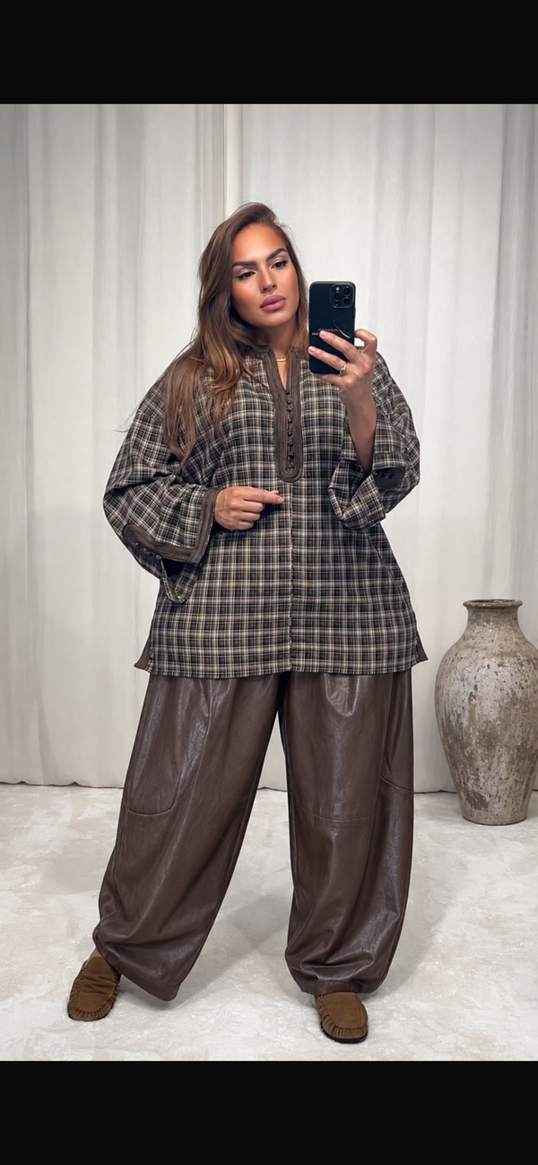 Pantalon Barrel simili cuir KAYA