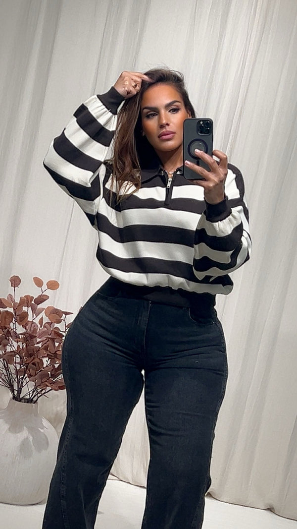 Pull marinière marron JANNAH